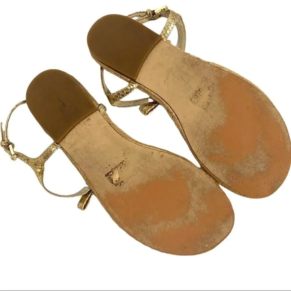 MICHAEL Michael Kors Josie Metallic Gold Python Effect Thong Sandal